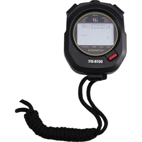 Chronomètre numérique YS Timer pour l'entraînement sportif, affichage 3 lignes de 100 temps, noir. (1/5)