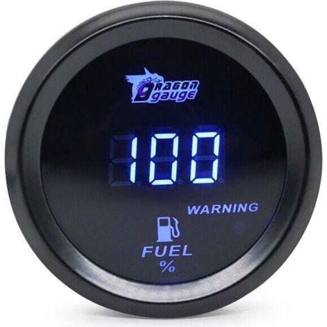 Jauge de Carburant Numérique Universelle 52MM Double Affichage LED Bleu/Rouge 12V 240-33 Ohms pour Véhicule