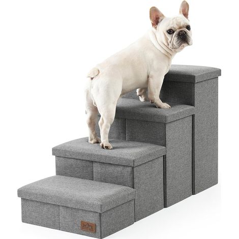 4 Escalier Pour Chien, Pliable Avec Rangement, Tissu Résistant, Mousse Confortable, Pour Lit Canapé Voiture