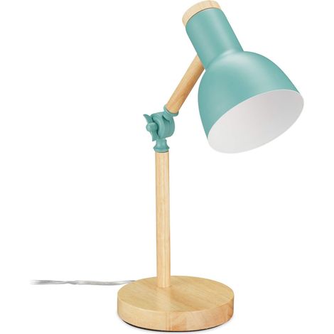 Lampe de Table de Travail, Retro,Bureau,réglable, Bois et métal, E 14, HxD 45,5 x 14,5cm, Vert (1/5)