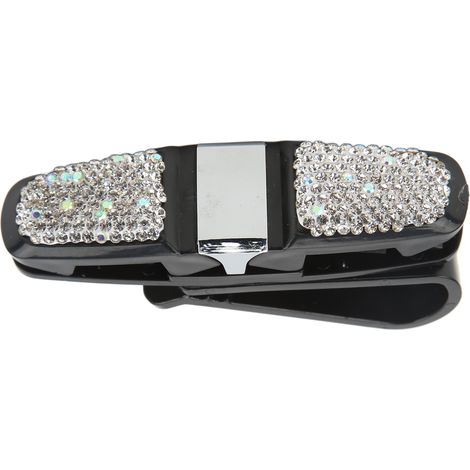 Clip Lunettes de Soleil Universel pour Visière Voiture, Porte-Carte Cristal Strass Blanc, Support Pare-Soleil Auto (1/5)