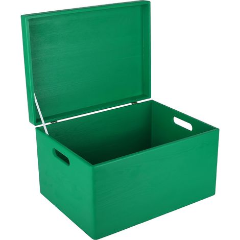 Boîte de Rangement en Bois avec Poignées Vert 40 x 30 x 24 cm