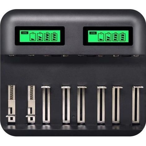 8-fach AA/AA/CD-Akkuladegerät, wiederaufladbarer Akku, multifunktionales intelligentes USB-Akkuladegerät mit LCD-Display