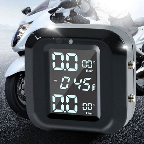 Système De Surveillance De La Pression Des Pneus - TPMS Moto Sans Fil - Affichage LCD - Recharge USB - 2 Capteurs Externes - 0 À 4 Bar - Noir (1/4)