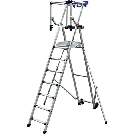 Scala a palchetto 7 gradini - Altezza mass. lavoro 3.70m - PIRLF7-P/ALU