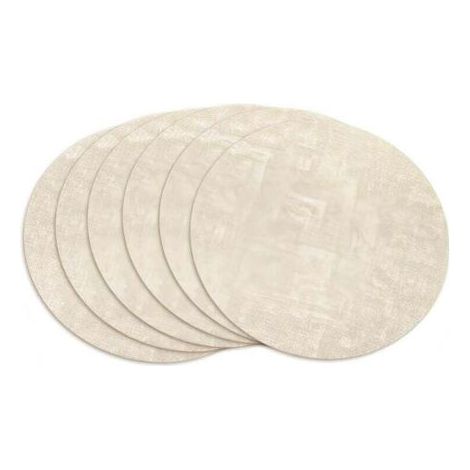 Un ensemble de 6 sets de table ronds en similicuir double face, résistants à la chaleur, imperméables, résistants à l'huile et lavables, adaptés à une utilisation intérieure et extérieure (beige).