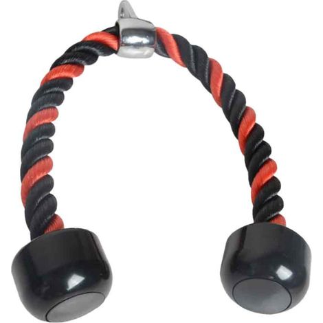 1 Corde de traction, nylon tressé, embouts caoutchouc, fixation chromée, musculation triceps (1/5)