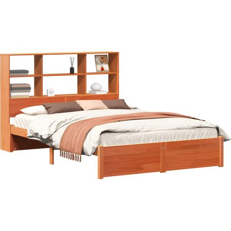 Bed Frame with Storage Headboard Wax Brown 160 x 200 cm vidaXL