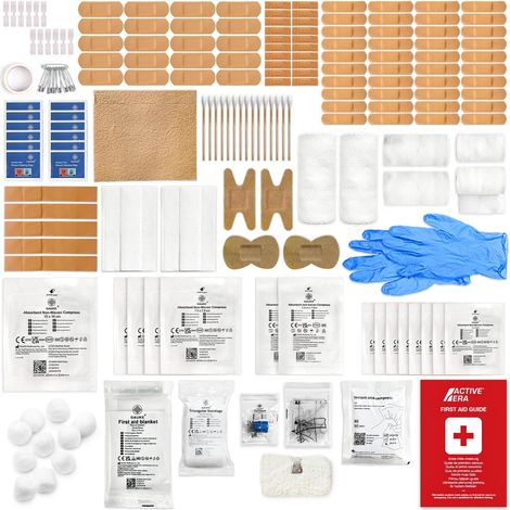 Kit Recharge Trousse de Premiers Secours Premium 180 Pièces – Kit De Survie Complet, 2 Packs de Froid Instantané & Couverture de Survie – Pour Maison, Bureau, Voiture, Camping et Voyage