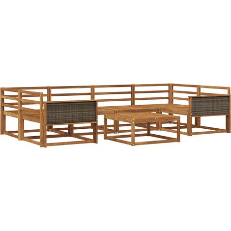 Set di divani da esterno 7 pcs Naturale vidaXL