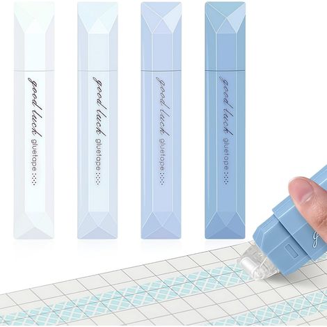 Flintronic 4 Pcs Scotch Double Face, 5M6mm Rouleau de Colle, Colle à Ruban Adhésif, Propre, Portable, Ruban Cadeau Emballage, Roller Colles pour Scrapbooking, Papier Cadeau, Album Photo, École,Bureau (1/5)