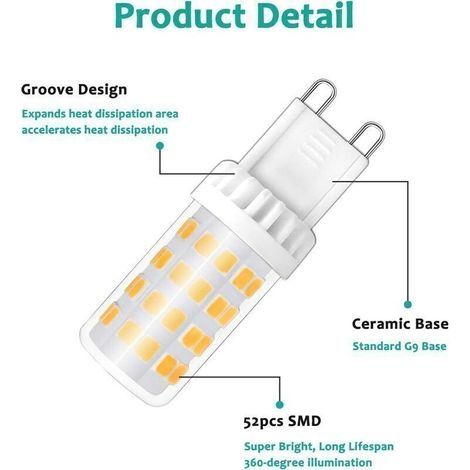 G9 5W LED-Lampen, entspricht 40W/50W Halogenlampen, 450 lm, neutralweiß 4000K, 220V Wechselstrom, Standard-G9-Sockel, energiesparend, für Deckenbeleuchtung, Küche, Schlafzimmer, Wohnzimmer (1/3)