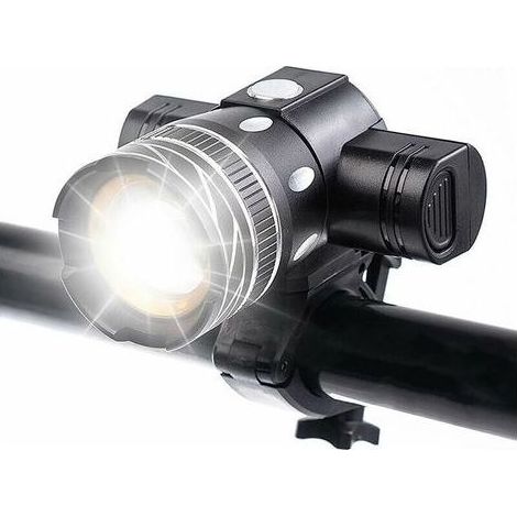 pair Phare rechargeable de lumière de vélo de 5000 lumens, lampe de vélo LED étanche haute luminosité 6 heures d'équitation lampe de poche de sécurité routière de montagne avec 3 modes (1/5)