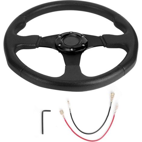 Volante sportivo da corsa da 350 mm/14 pollici, piatto profondo, 6 bulloni, volante da corsa universale modificato (nero) (1/4)