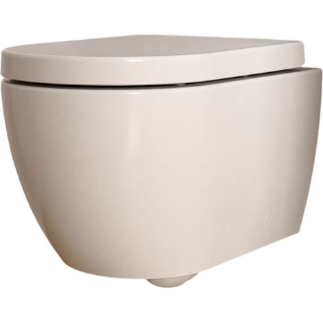 BERNSTEIN - WC suspendu Blanc brillant 36x53x36cm (LxPxH) sans rebord, abattant fermeture progressive + soft-close - VIREO (1/5)