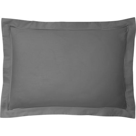 Taie d'oreiller percale de coton peigné "Julian" toutes dimensions Coton Pur - Julian Ardoise - - Julian Ardoise - Taie d'oreiller 50 x 70 cm finition points bourdon