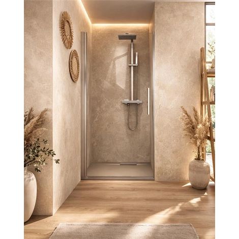 Nicchia doccia 100 cm a battente in vetro temperato 6 mm 195 H cromo Linje (1/5)