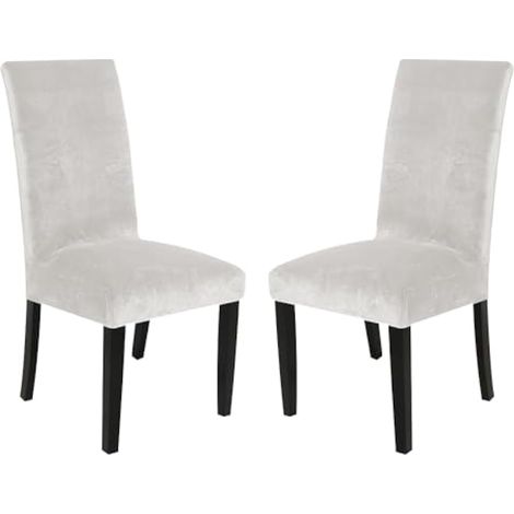 Lot de 2 housses de chaise en velours blanc, robustes, amovibles, lavables et réutilisables – Pour salle à manger, banquet, décoration d'intérieur (blanc) (1/5)