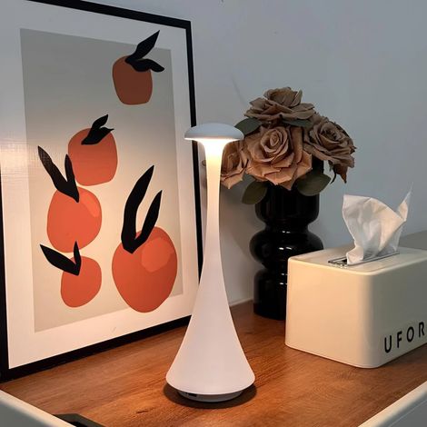 Lampada da tavolo a LED dimmerabile senza fili, lampada da tavolo in alluminio ricaricabile TIPO C 3 temperature di colore, bianco (1/5)