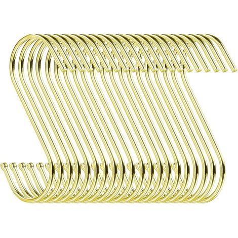 ZOLGINAH Lot de 30 crochets de suspension robustes en forme de S de 9 cm pour cuisine, salle de bain, chambre à coucher et bureau (doré) (1/5)