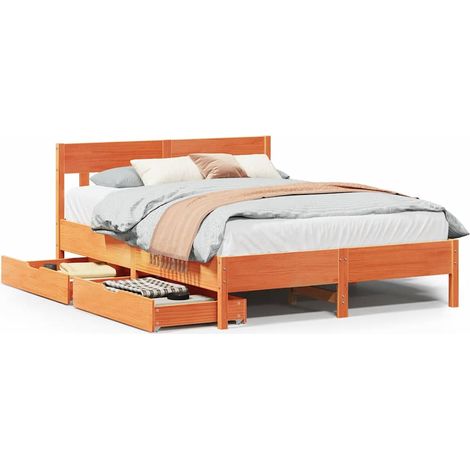 Maison Exclusive - Cadre de lit sans matelas cire marron 140x190cm bois pin massif