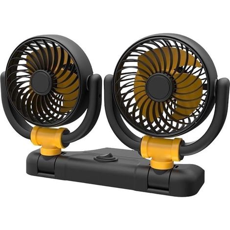 Ventilateur de voiture électrique 12V, double tête rotative à 360 (1/5)