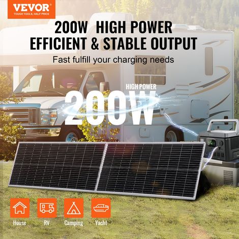 Kit Panneau Solaire Monocristallin 200 W Panneaux Solaires 2PCS + Contrôleur de Charge Module PV Monocristallin à Haute Efficacité… (1/5)