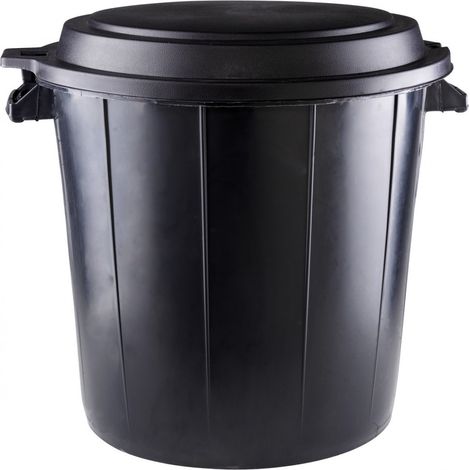 EDA – Poubelle automatique 80L noire avec couvercle verrouillable – Hauteur 670mm – Plastique PP rigide – Pour chantiers et espaces publics (1/4)