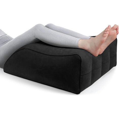 Elevador de piernas, almohada inflable para piernas, cómodo cojín para dormir, mejora la circulación sanguínea y la calidad del sueño, reduce la hinchazón (negro) (1/5)