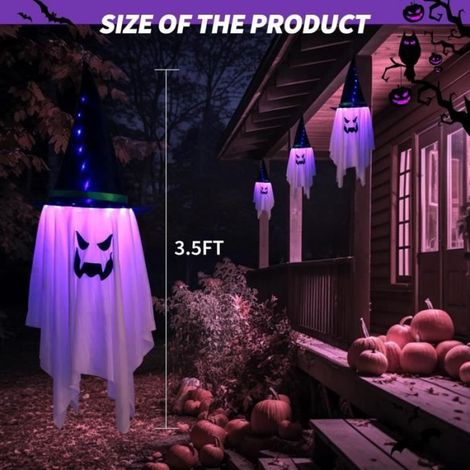 Guirlande lumineuse - - 2PCS - 100cm - Fantôme et Chapeau de Sorcière - LED Violet (1/4)