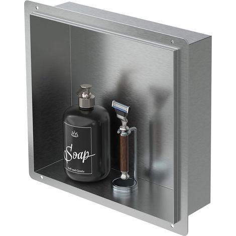 1 Niche De Douche Encastrée, Acier Inoxydable, Sans Rebord, Étanche, Pour Salle De Bain (1/5)