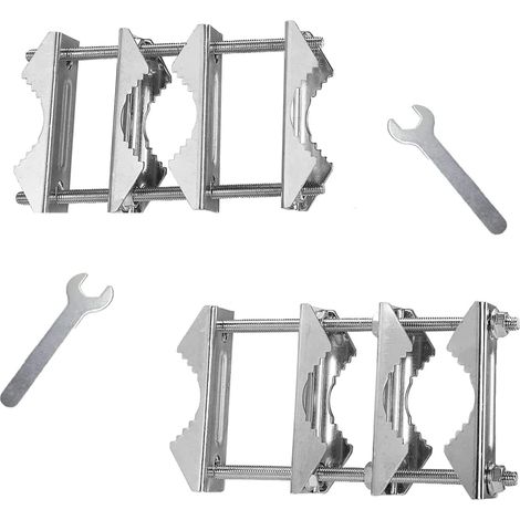 Lot de 2 pinces de mât doubles en V avec vis - Support de parasol de terrasse - Barre robuste (1/5)