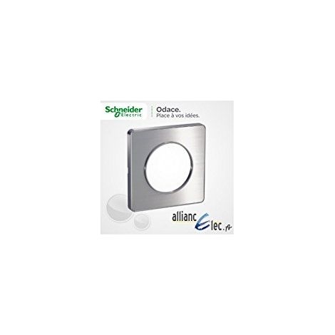 Schneider Electric – Plaque Schneider 1 élément S530802J – Aluminium brossé – Montage horizontal/vertical – Indice IP21 – Compatible Odace