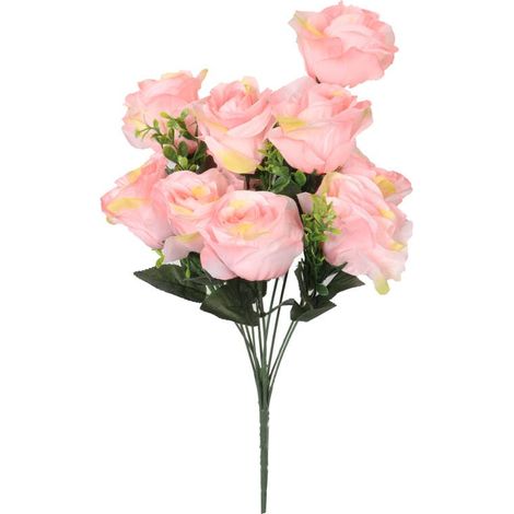 Ein Strauß aus 8 Rosen, ergänzt durch hellrosa Buchsbaumzweige (1/3)