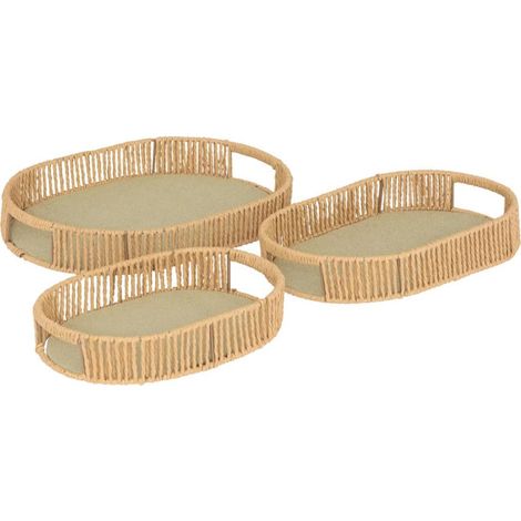 Lot de 3 Plateaux Ovales "Ali" 39cm Naturel (1/5)