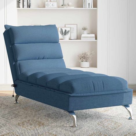 Chaise longue de massage avec coussins bleu tissu vidaXL