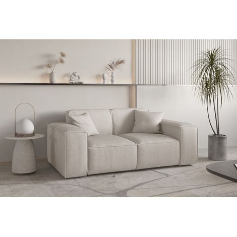 Sofa Designersofa CELES PREMIUM 2-Sitzer in Stoff Scala Hellbeige (1/4)