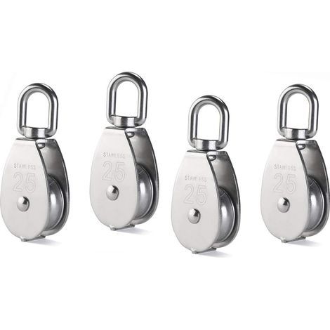 Pulley Block - Stainless Steel - 150 Kg Load Capacity - For Indoor Outdoor Use - 4 Pieces