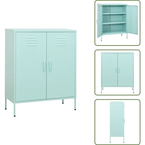 Credenza in acciaio - vidaXL Armadietto Menta 80x35x101,5 cm in Acciaio - Armadietto verde menta