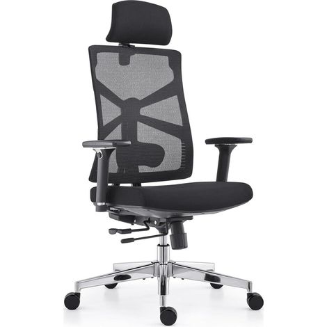 Ergonomischer Bürostuhl mit Netzrückenlehne, 4D Armlehnen, Lendenstütze, Kopfstütze (1/5)