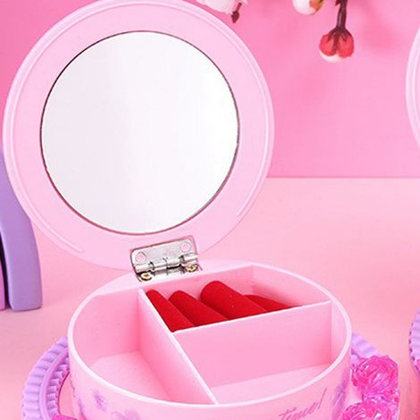 Boîte à bijoux en forme de gâteau d'anniversaire, en plastique rose décoratif, boîte à bijoux musicale pour filles (1/5)