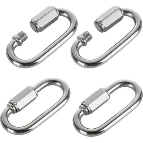 Maillons Rapides Inox M5, 16 Pièces, Mousquetons Verrouillage 304 Forme D, Randonnée Camping (1/4)