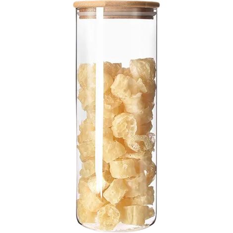 Bocal hermétique en verre borosilicate haute densité, bocal de cuisine, bocal à thé avec couvercle en bois, bocal de rangement en verre (1/5)