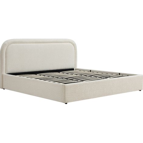 Letto con contenitore 200 x 200 cm Tessuto bouclette Beige – FIDOZIA (1/4)