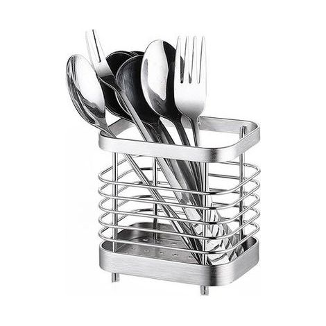 Escurridor de cubiertos de acero inoxidable plateado – (1/5)