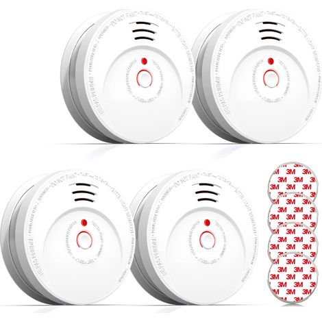 Lot de 4 Détecteur de Fumée, Capteur Optique, Pile Remplaçable, Norme EN14604, Pour Maison (1/5)