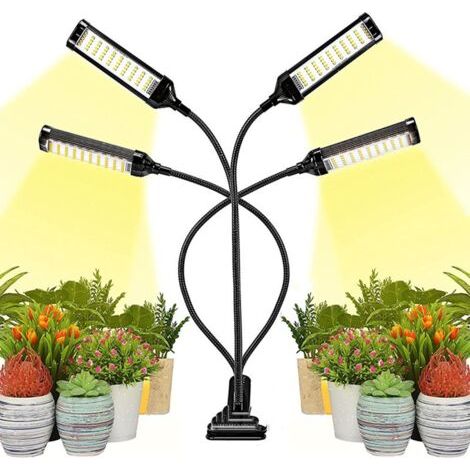 Lampe de Plante Lampe de Croissance à 360° Éclairage Horticole 4 Têtes Lampe Horticole Spectre Complet avec Chronométrage 3H/6H/12H/ 4 Modes de Luminosité/ 6 Niveaux Dimmables (1/5)