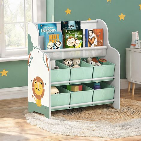 Meuble de rangement enfant 6 tiroirs tissu et 2 étagères 63 cm (1/5)