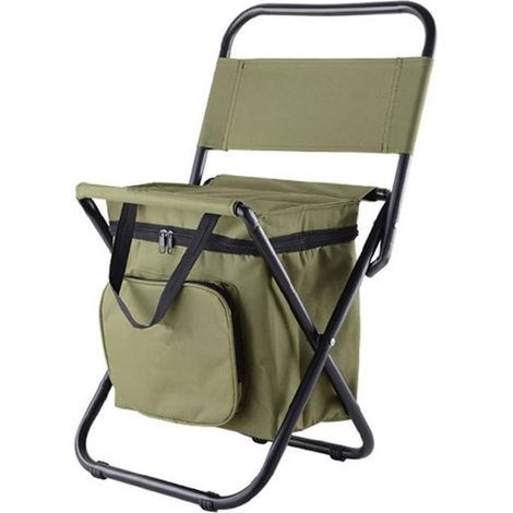 Chaise pliante d'extérieur - Tabouret de camping portable avec sac isotherme à double couche - Pour randonnée, pique-nique et pêche (1/5)