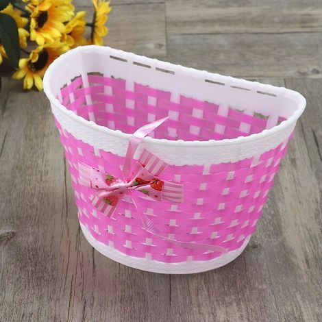 Panier de vélo enfant tissé à la main, panier de vélo enfant à fixation avant, motifs floraux et de lettres. (1/4)